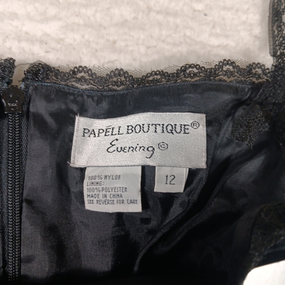 Vintage Papell Boutique Evening Slip Dress Womens 12 Sequins Floral Lace Fairy - Picture 3 of 14